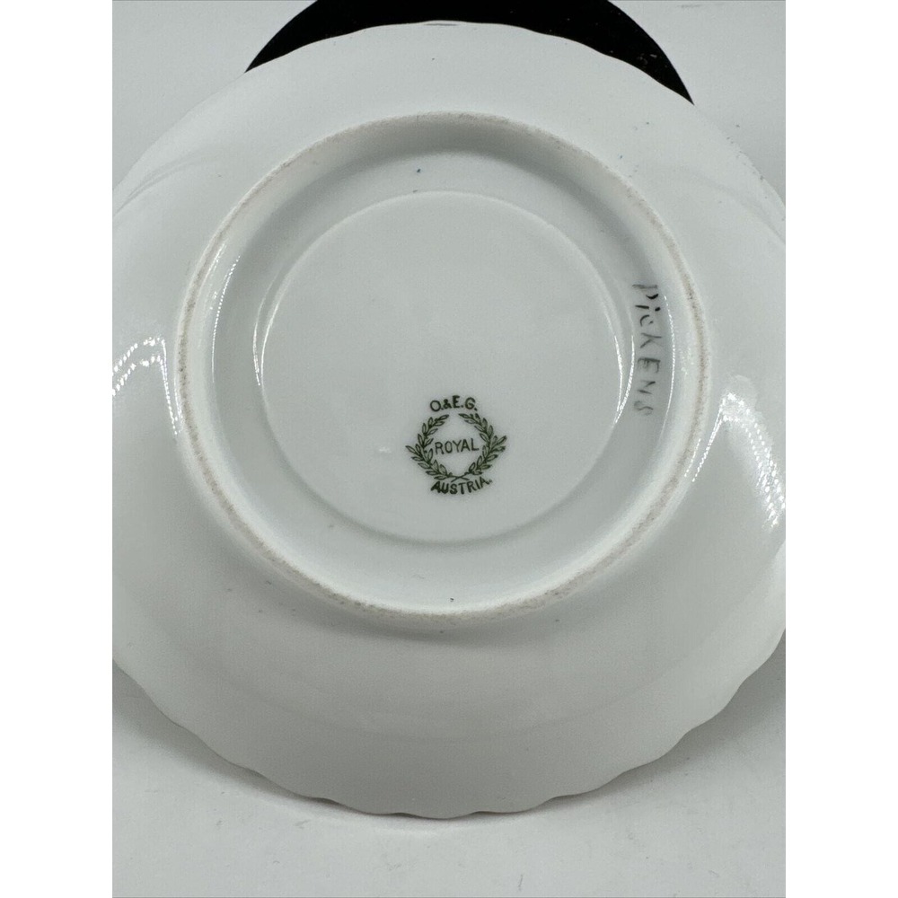 Tea Cup Saucer O&EG Royal Green w/Gold Trim Austria 6-Inch Diameter VTG Retired - Picture 9 of 10